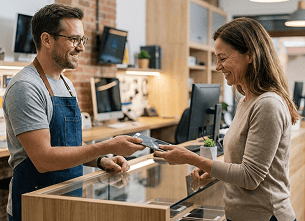 A service is completed like any other transaction.